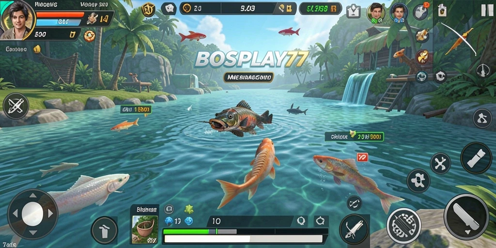 Tampilan gameplay BOSPLAY77 yang menarik saat memancing.