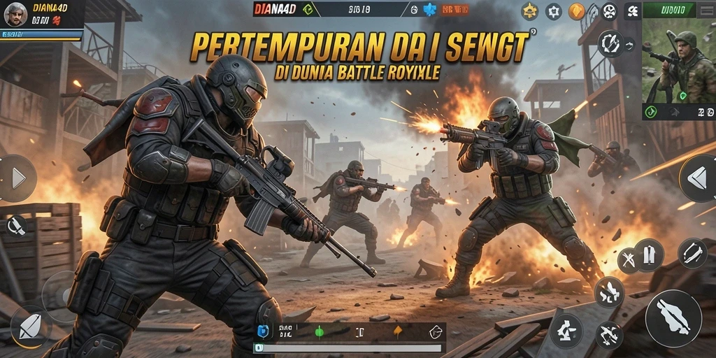 Menampilkan aksi seru dalam gameplay DIANA4D Battle Royale.
