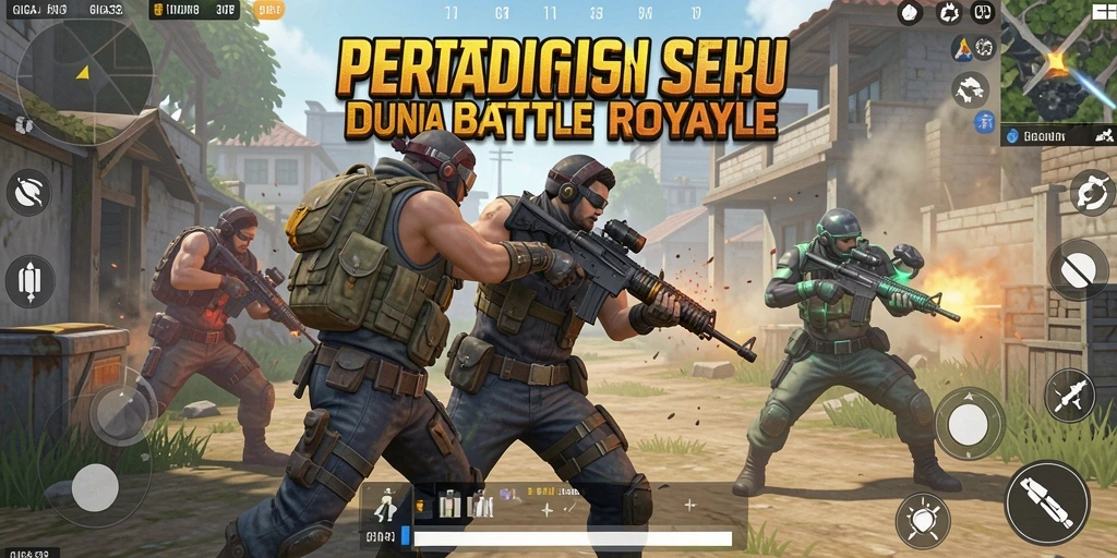 Gambar gameplay GIGA33 yang menampilkan aksi seru di arena Battle Royale.